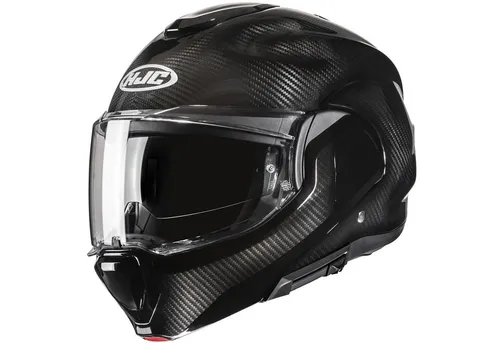 HJC Modularer Motorradhelm F100 CARBON Black, M - Modularer Motorradhelm aus ultraleichtem Carbonfaserverbundstoff mit hervorragender Stoßfestigkeit, 99 % UV-Schutz und optimalem Belüftungssystem für höchsten Komfort auf jeder Fahrt.