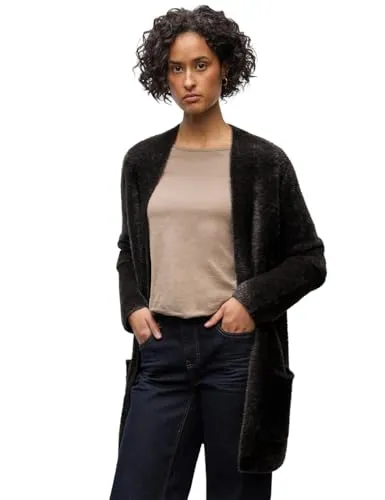 Strickjacke STREET ONE Damen, Schwarzbraun, Größe 34 - Moderne Strickjacke für Damen in Schwarzbraun mit flauschiger Haptik und praktischen aufgenähten Taschen. Ideal für gemütliche Layering-Outfits an kühlen Tagen.