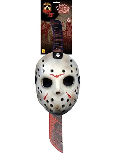 RUBIE S Maske und Machete von Jason - Offizielles Halloween Kostüm-Accessoire, authentisch und sicherheitsgeprüft für gruselige Auftritte