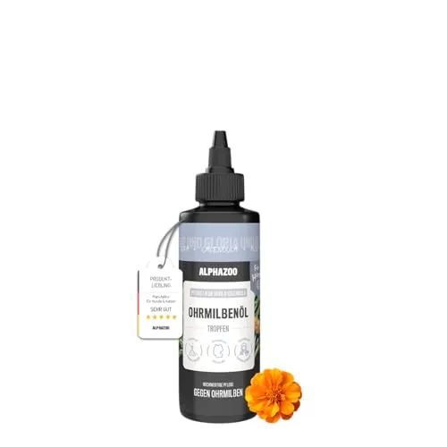 alphazoo Ohrmilbenöl für Hunde 100ml - sanfte, alkoholfreie Ohrenpflege mit Aloe Vera & Calendula | pflegt empfindliche Ohren, leicht anzuwenden & gut verträglich | unattraktiv für Milben