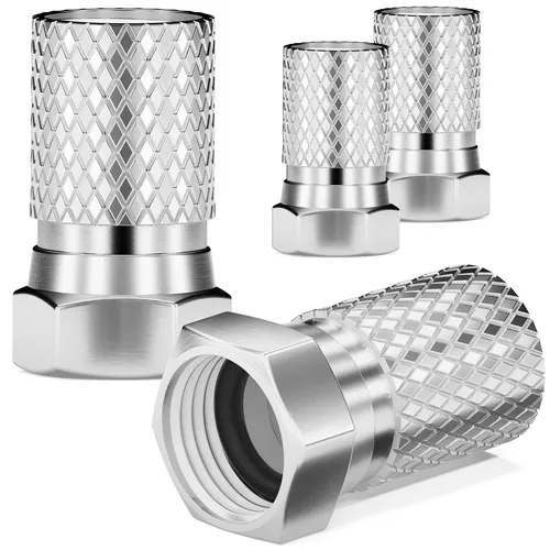 4x F Stecker 8,2 mm SAT Verbinder Massiv Kupplung Kabel Antennen Gummidichtung