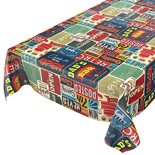 Wachstuchtischdecke abwaschbar Garten Tischdecke Wachstuch Rund Oval Eckig Indoor Outdoor Retro Cafe USA Amerika Style 1000x140cm (10m)