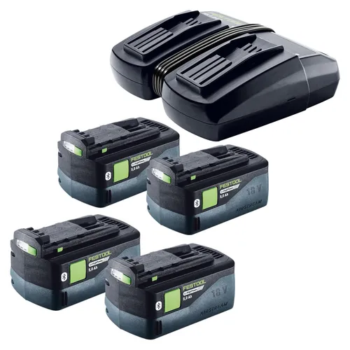 Festool Energie Set 4x BP 18 Li 5,0 HP-ASI + TCL 6 DUO Ladegerät - Praktisches Energie Set mit 4 leistungsstarken Akkus und schnellem Ladegerät für effizientes Arbeiten. Ideal für Handwerksprojekte und professionelle Anwendungen.