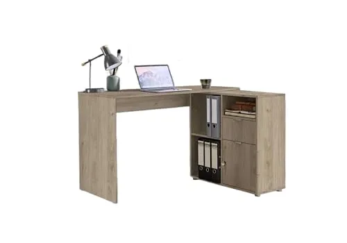 BMG Möbel Eckschreibtisch Leni, Homeoffice Schreibtisch (Jackson Hickory Oak)