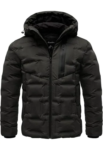 Amaci&Sons Herren Gefütterte Winterjacke mit Kapuze 9128 Schwarz S - Moderne Steppjacke für Herren von Amaci&Sons – leicht, strapazierfähig und pflegeleicht. Mit Kapuze und wasserabweisenden Taschen für optimalen Schutz im Alltag und Freizeit. In 4 Farben erhältlich.