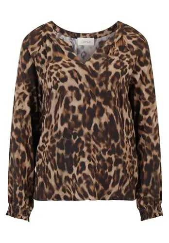 Schlupfbluse CARTOON - Damen Casual-Bluse mit Muster - Blusen aus 100% Viskose, lässig geschnitten mit V-Ausschnitt und Kurzarm, perfekt für einen entspannten Casual-Look.