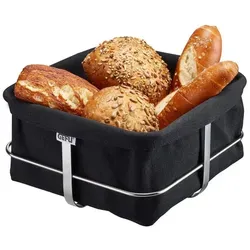 GEFU Brotkorb BRUNCH, eckig schwarz - Brotkästen - Hochwertiger Edelstahlbrotkorb mit Stoffüberzug, der Krümel auf dem Tisch verhindert und einfach zu reinigen ist.