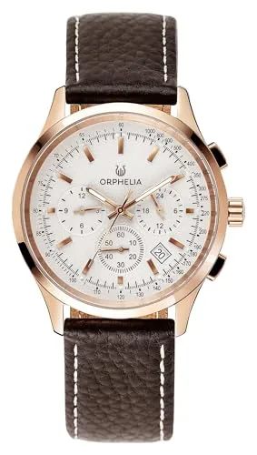 Orphelia Herren-Armbanduhr 24h Dual Time Quarz Leder, Brown/Silber