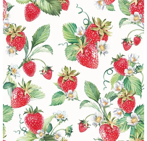 Ambiente Luxury Paper Products Papierserviette 20 Servietten Garden Strawberries 33x33cm, (20 St)