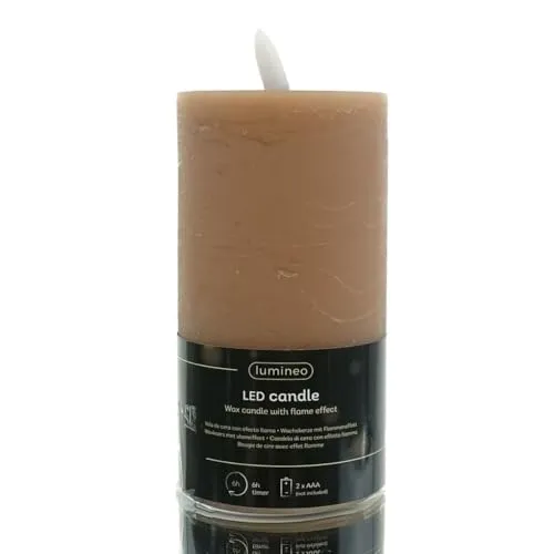 Kaemingk Lumineo LED Kerze Wachs Hellbraun/warmweiss 15cm