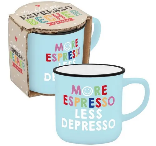 Sheepworld Tasse Espressotasse Espresso Kaffee Tasse Emailleoptik Geschenk Sheepworld, Porzellan