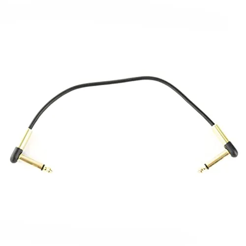 Fame Flat Patch Cable, Gold, 20 cm, Basic Standard, Vergoldete Steckerkontakte, Schwarz