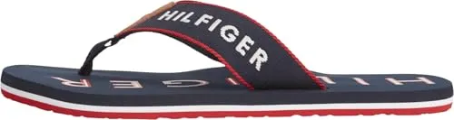 Tommy Hilfiger Herren Sporty Hilfiger Beach Sandal FM0FM05913 Flip Flops, Blau, Größe 40