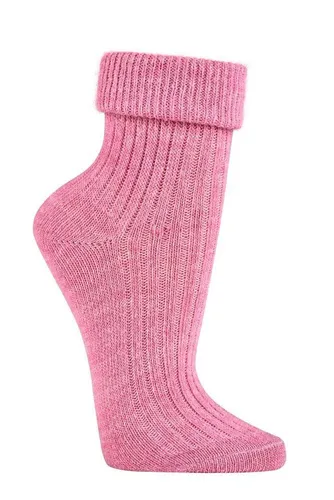 TippTexx 24 Kuschelsocken 2 Paar farbenfrohe Damen-Wollsocken mit Alpakawolle, Umschlag-Socken