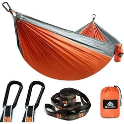 Hängematte Reise Camping 300kg Nylon 275 x 140 cm Orange Grau