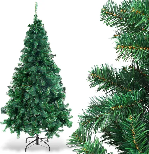 GOPLUS 180 cm Künstlicher Weihnachtsbaum mit Metallständer - Festlicher 180 cm Weihnachtsbaum mit 650 realistisch aussehenden Zweigen aus langlebigem PVC. Ideal für die Weihnachtsdekoration, leicht aufzubauen und wiederverwendbar. Der stabile Metallständer sorgt für sicheren Halt.