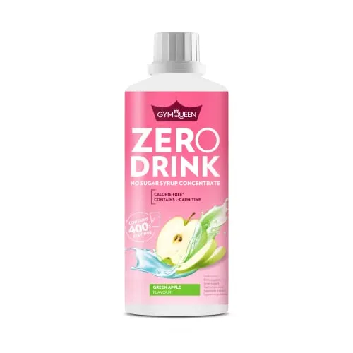 GymQueen Zero Drink Grüner Apfel 1000ml, kalorienarmes und zuckerfreies Getränkekonzentrat, angereichert mit B-Vitaminen und Carnitin, Getränke-Sirup für Erfrischungsgetränke
