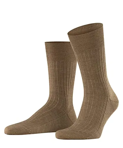 FALKE Herren Socken Bristol Pure M So Wolle einfarbig 1 Paar, Braun Nutmeg Melange 5410, 41-42