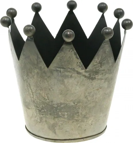 Deko Krone Antik Grau Metall Tischdeko Ø12,5cm H12cm Vintage