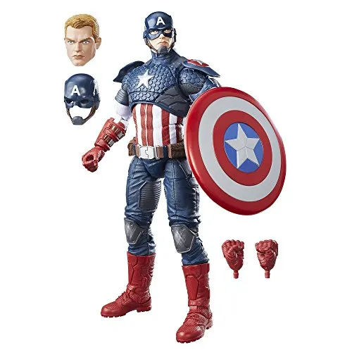 Hasbro Avengers B7433EU4 - Legends 12 Figur Captain America - Actionfigur 30 cm groß mit austauschbarem Kopf, zwei Händen, Maske und Schild. Über 30 Bewegungspunkte und detailreiches Premium-Design, ideal für Sammler und Fans.