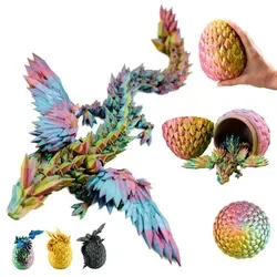 3D Drache mit Flügeln im Ei – 20 cm Drachenfigur mit 10 cm Ei | Rot-Gelb-Grüner Überraschungsdrache | Bewegliche Fantasy Spielzeug- & Sammelfigur - Bunt