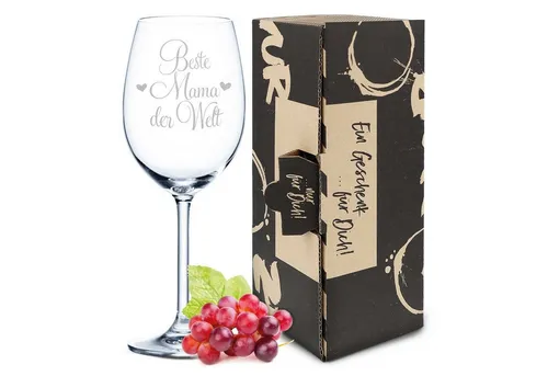 GRAVURZEILE Rotweinglas mit Gravur - Beste Mama der Welt - Lasergraviert - Muttertagsgeschenk, Qualitätsglas aus dem Hause Leonardo, Ausführung: Daily Weinglas