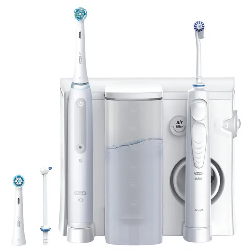 Oral-B Center OxyJet + Oral-B iO4 Munddusche - Elektrische Zahnbürste und Munddusche Set, inklusive 15% Rabatt auf Zubehör innerhalb der Garantiezeit