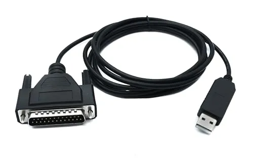 SYSTEM-S DB25 Kabel 180 cm RS232 IEEE 1248 Stecker zu USB 2.0 Typ A Stecker