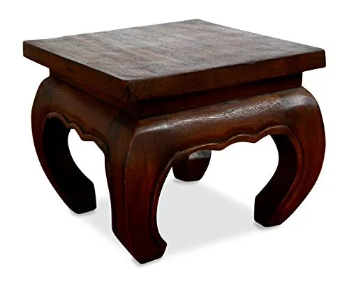 livasia Opiumtisch aus Massivholz – 30x30x24cm – Handgeschnitzter Beistelltisch Holz aus Thailand, Nachhaltig, Robust und Ästhetisch, Setzt Exotische Akzente als Kleiner Tisch (Dunkelbraun)