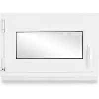 Produktbild Neruli Kellerfenster Kunststoff Weiß Dreh-Kipp 75x40cm BxH DIN Links 2 -Fach Glas Dichtung Schwarz
