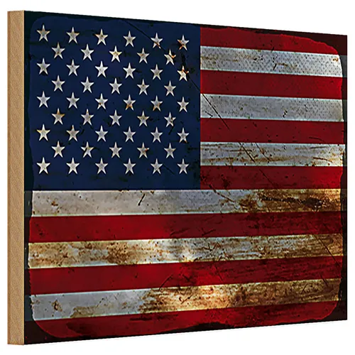 Holzschild Flagge Vereinigte Staaten 30x20cm States Rost