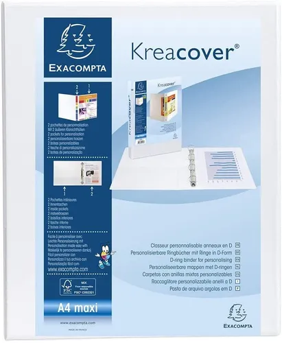 EXACOMPTA Präsentations-Ringbuch A4 Maxi Rückenbreite: 75 mm weiß 4D-Ring