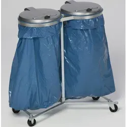 Robuster Doppel-Abfallsammler mit Kunststoff-Deckel | 2x 120 Liter - Effizienter Abfallsammler für den Außenbereich mit wetterfestem Design und großem Fassungsvermögen. Ideal für stark frequentierte Plätze, vereint Funktionalität und Stil.