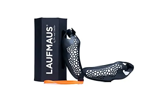 LAUFMAUS® Classic schwarz | Handgriffelement zur Haltungs- & Leistungsoptimierung beim Joggen | Für gesteigerte Laufeffizienz aller Alters- & Leistungsklassen | Small, Bandfarbe neonorange