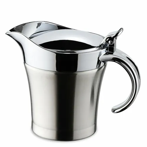 Gravidus Edelstahl Thermo Sauciere 500ml mit Klappdeckel - Saucieren aus Edelstahl, hält Saucen lange warm und frisch. Ergonomischer Griff und tropffreier Ausguss für komfortable Handhabung. Modernes Design für jeden Tisch.