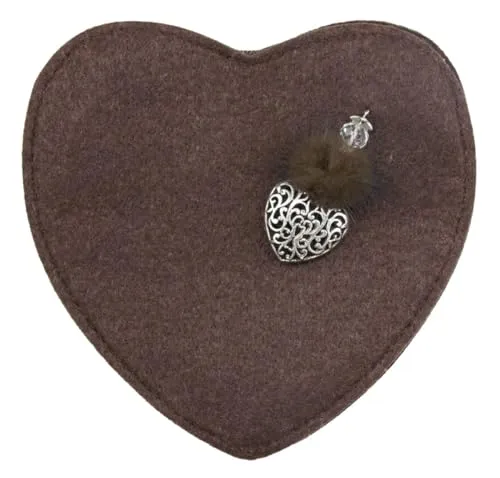 Herz Trachten Handtasche mit Herzanhänger | Braun