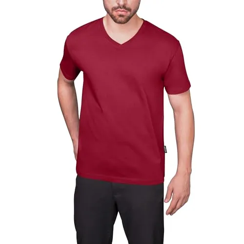 HRM Herren Luxury V-Neck Tee, bordeaux, Gr. M I Premium T-Shirt Herren V-Ausschnitt aus 100% Bio-Baumwolle I Basic T-Shirt bis 60°C waschbar I Hochwertige & nachhaltige Herren-Bekleidung