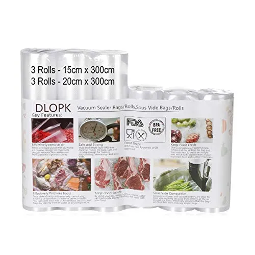 Sacs sous Vide Pack de 6 Packs 15 x 300cm et 20 x 300cm Compatible avec n'importe quelle scelleuse sous vide pour la maison,Certification de sécurité alimentaire pour Appareil sous Vide