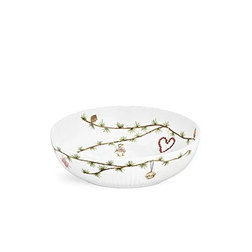 Kähler Hammershøi Schale Ø 30 cm - Festliche Porzellan Eleganz - Sonstige Tischdekoration mit handgezeichneten Weihnachtsmotiven von Rikke Jacobsen. Ideal für Obst, Plätzchen oder festliche Gerichte, inklusive 2 Jahre Bruchgarantie.