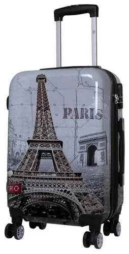 Warenhandel König Hartschalen-Trolley Paris Eiffelturm - Leichter & Stylischer Reisebegleiter - Hartschalenkoffer mit Eiffelturm-Motiv, extrem leicht und mit Dehnfalte für mehr Packvolumen. Ideal für Reisen, bruchsicher und mit 4 drehbaren Rollen für einfachen Transport.