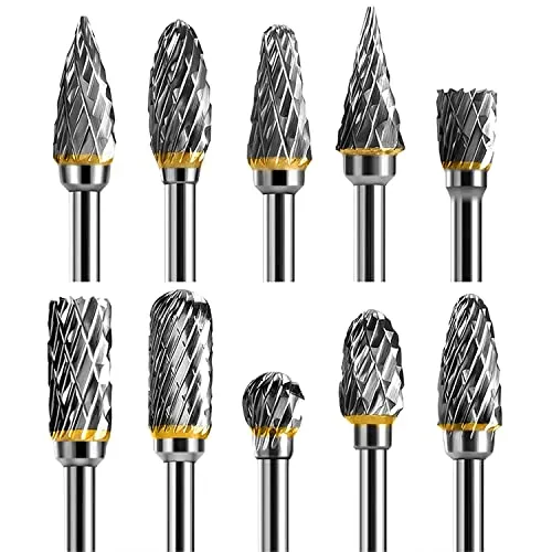 Hartmetall Frässtift Set, Zubehoer mit Dremel, 3mm Fräser Metall, 10PCS Rotationswerkzeug, Zubehör Set für Dremel Drehwerkzeug für Schleifmaschine, Schnitzen, Metallpolieren, Gravieren, Bohren
