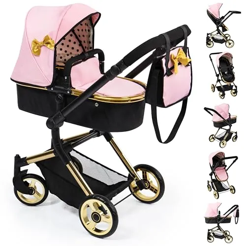 Bayer Design Puppenwagen Neo Vario - Puppenwagen für Puppen bis 52 cm, wandelbar als Jogger, mit höhenverstellbarem Griff und schwenkbaren Vorderrädern für einfaches Kurvenfahren.