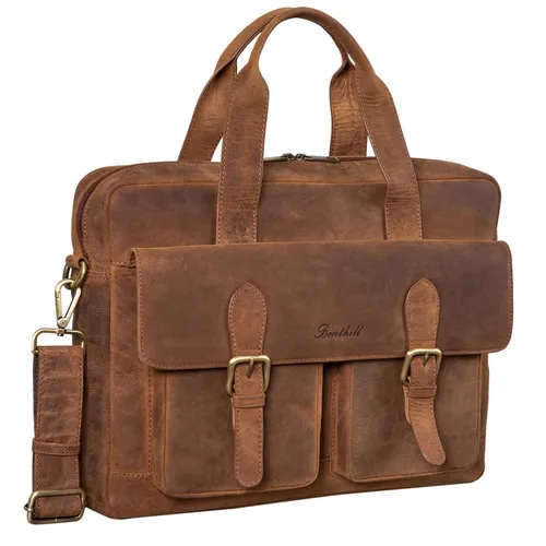 Benthill Aktentasche Echt Leder - Hochwertige Aktentasche aus echtem Leder mit 17 Zoll Laptop-Fach, ideal für Berufstätige, die Stil und Funktionalität schätzen.