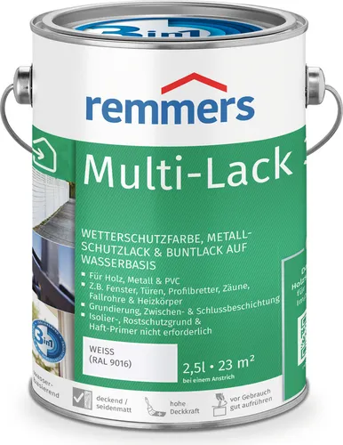 Remmers Wetterschutzfarbe Multi-Lack 3in1 anthrazitgrau 2,5 Liter - Holzschutzfarbe mit 3in1-Funktion: Ideal für Innen- und Außenanwendungen, bietet hervorragenden Korrosionsschutz und Wetterbeständigkeit für Holz, Metall und PVC.