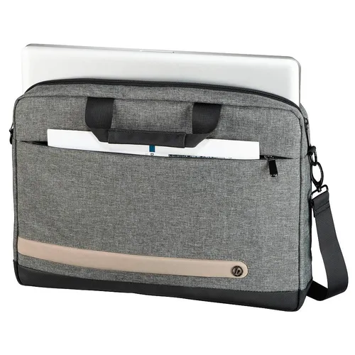 hama Laptoptasche Terra grau 196601 - 15,6 Zoll Kunstfaser Laptoptasche mit gepolstertem Schultergurt, ideal für unterwegs mit Stifteschlaufen für schnelle Zugriff