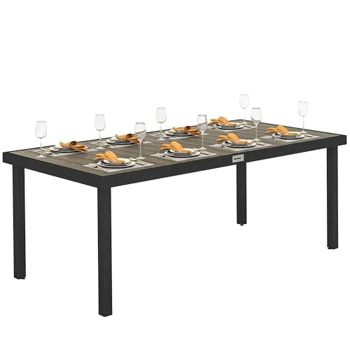 Outsunny Gartentisch Aluminium 190x90 cm – Wetterfester Buffettisch für 8 Personen - Robuster Gartentisch mit Holz-Optik für den Außenbereich. Ideal für bis zu 8 Personen, wasserfest und leicht zu reinigen. Perfekt für Gartenfeste und gesellige Abende auf Terrasse oder Balkon.
