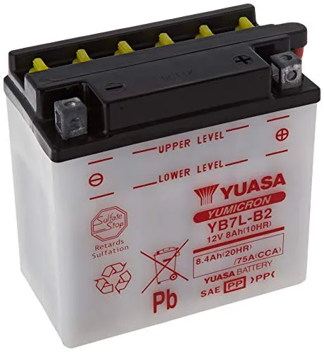 Yuasa-Batterie YB7L-B2 Standard - Zuverlässige Batterie für Kfz-Elektroniksysteme, optimiert für langlebige Leistung und einfache Installation.