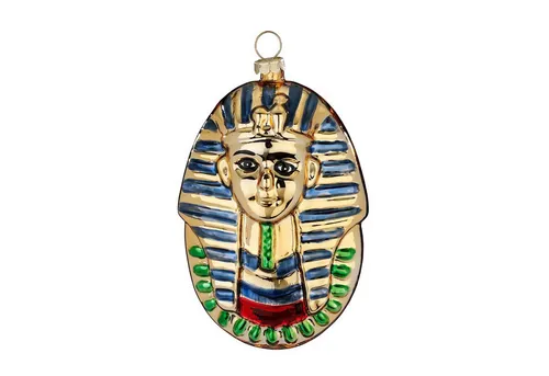 MAGIC by Inge Christbaumschmuck, Christbaumschmuck Pharaonenmaske Figur 10cm Glas Gold / Blau