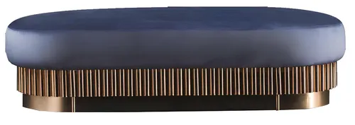 Designer Fußhocker aus Stoff und Holz - Eleganter Hocker im Art déco Stil, ideal für das Wohnzimmer. Mit einem stabilen Metallgestell und einer komfortablen Polsterung sorgt er für stilvolle Akzente. Maße: 163 x 63 x 33 cm, ohne Montage erforderlich.