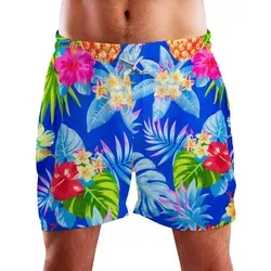 King Kameha Badeshorts Pineapple Funky Hawaii Bade-Shorts Mesh-Einsatz Verschluss Kordelzug Mit integriertem Mesh-Innenslip für extra Komfort blau M